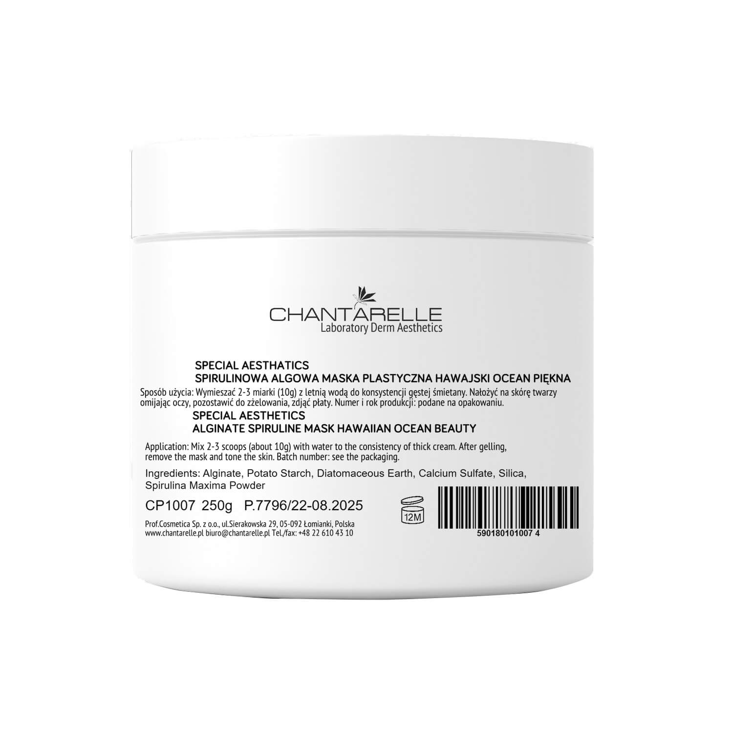 Algae plastic mask with green Spirulina algae Algae plastic mask with green Spirulina algae