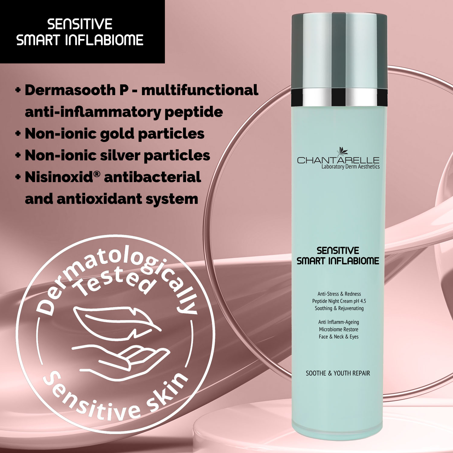 Peptide night cream for sensitive skin, anti-stress and soothing pH 4.5 Peptide night cream for sensitive skin, anti-stress and soothing pH 4.5