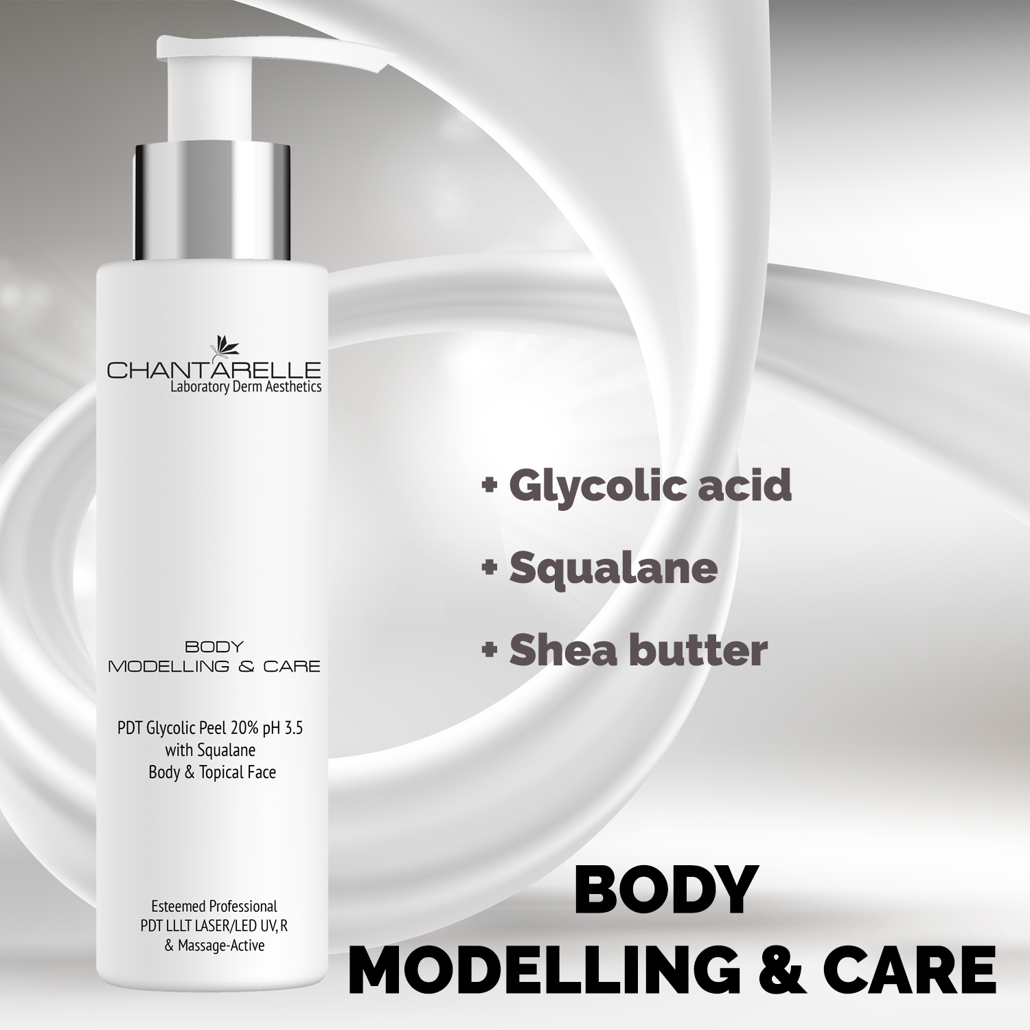 PDT glycolic peeling 20% pH 3.5 with squalane, for body and topical face PDT glycolic peeling 20% pH 3.5 with squalane, for body and topical face